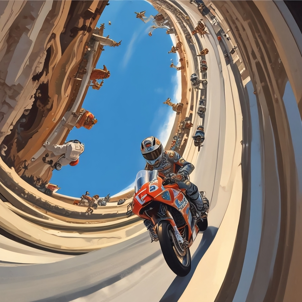 Futuristic Motorcycle Racing Art Print